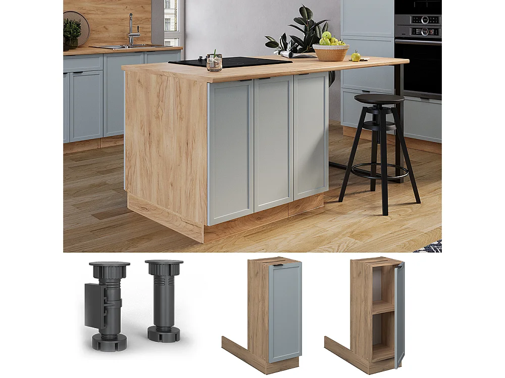 Isola cucina blu-grigio chiaro 30x70x82 fame-line