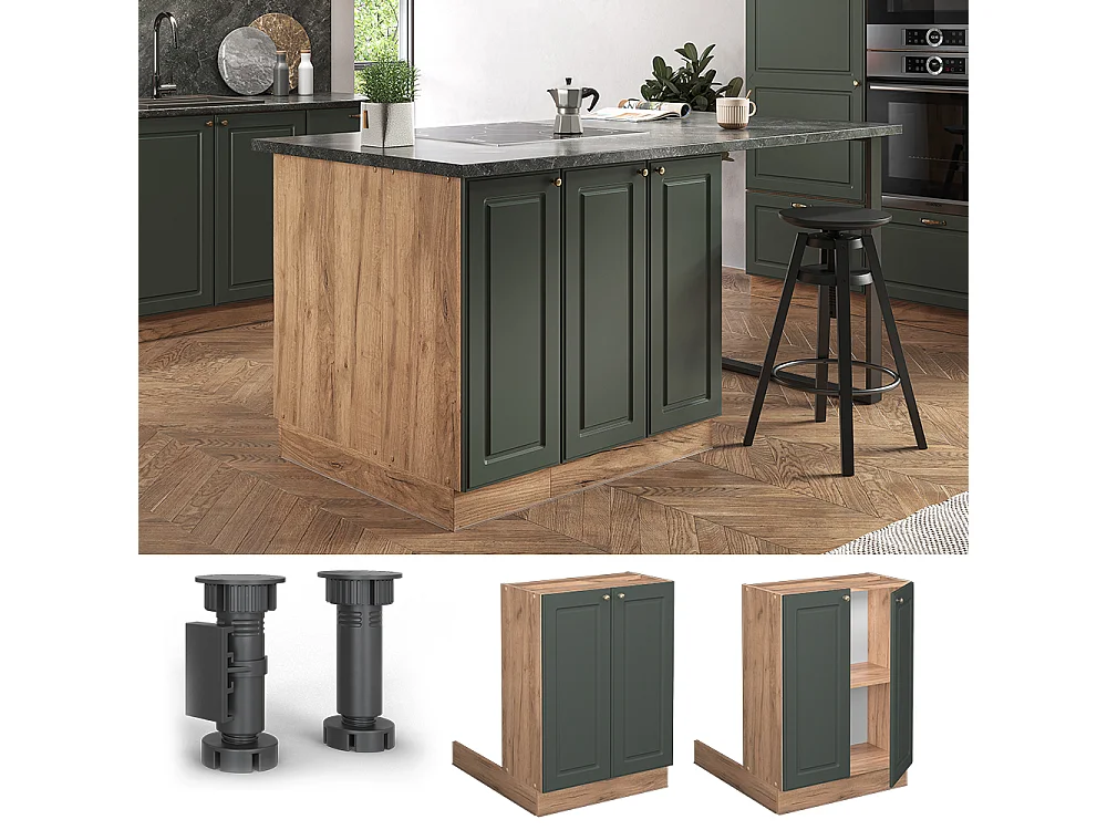 Kücheninsel grün-gold landhaus 60x30x82 fame-line