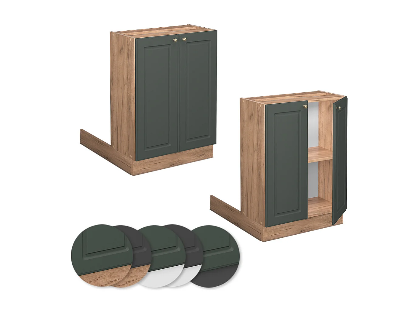 Îlot de cuisine vert or campagne 60x30x82 fame-line