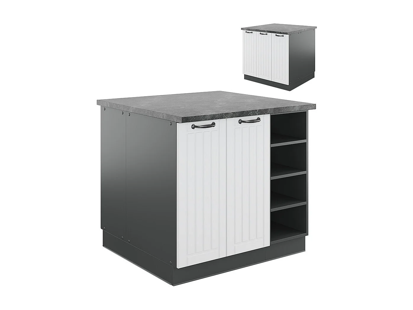 Kücheninsel weiß landhaus/anthrazit 90x60x82 fame-line