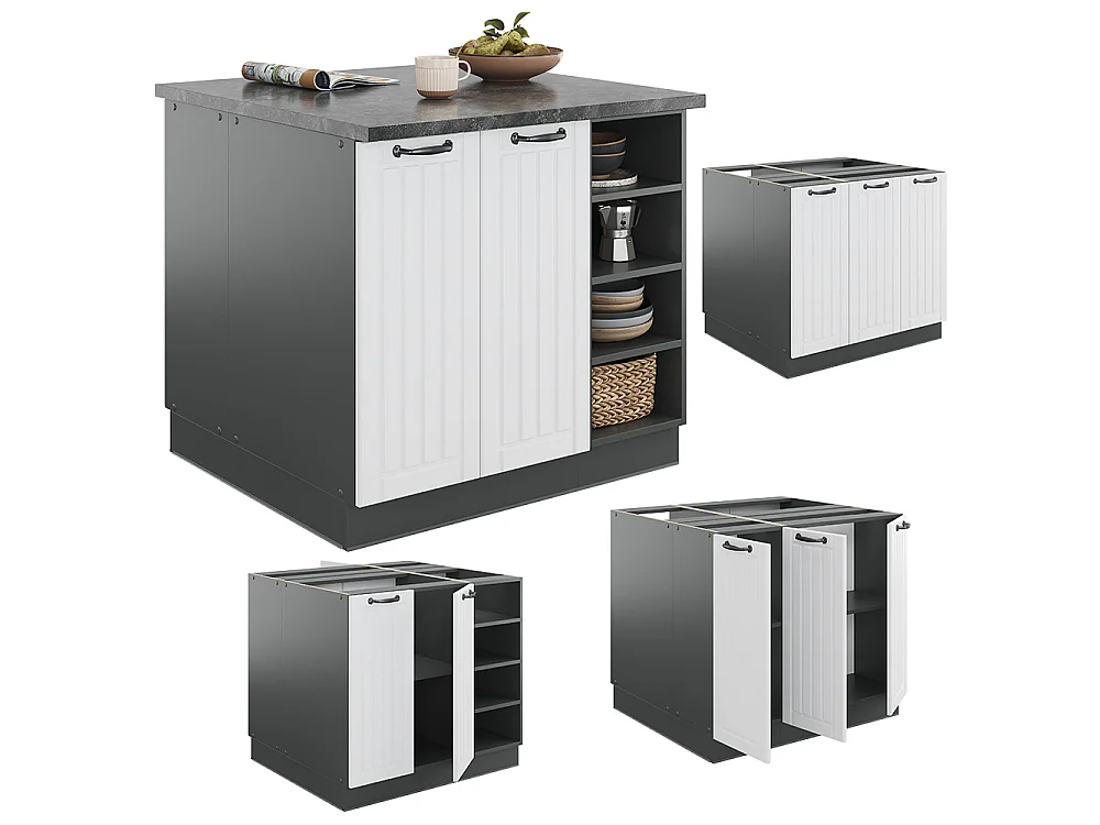 Wyspa kuchenna biały dworek/antracyt 90x60x82 fame-line