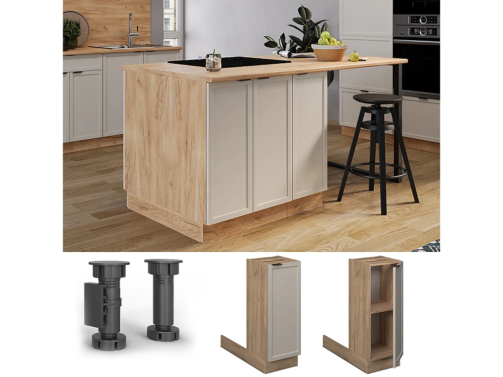 Isola da cucina grigiobeige 30x70x82 fame-line