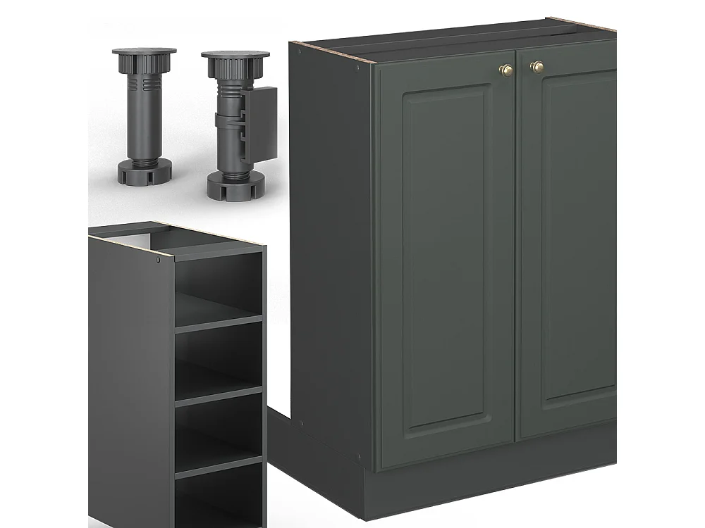 Îlot de cuisine vert et or campagne/anthracite 90x60x82 fame-line