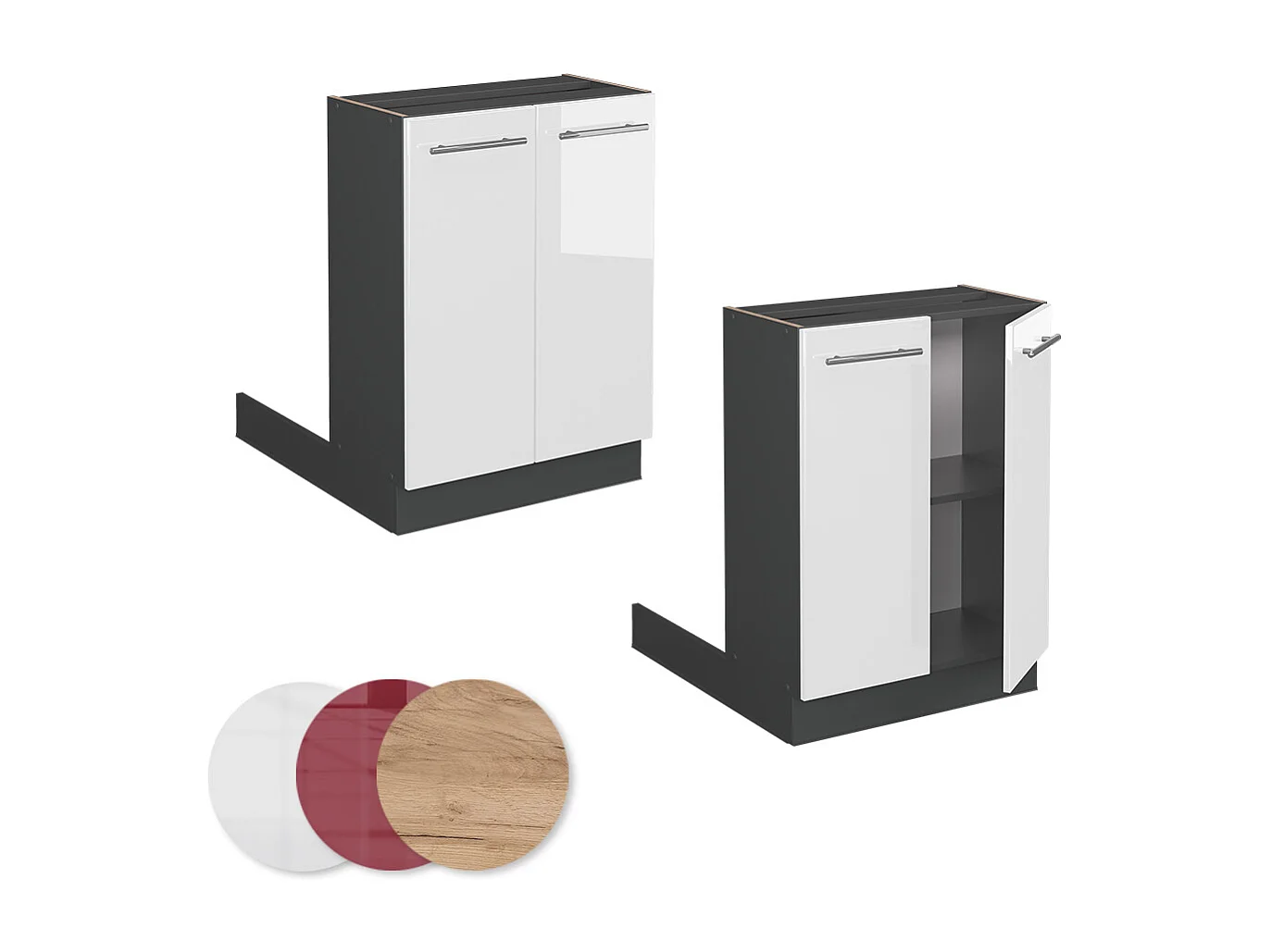 Îlot de cuisine blanc haute brillance 60x70x82 fame-line