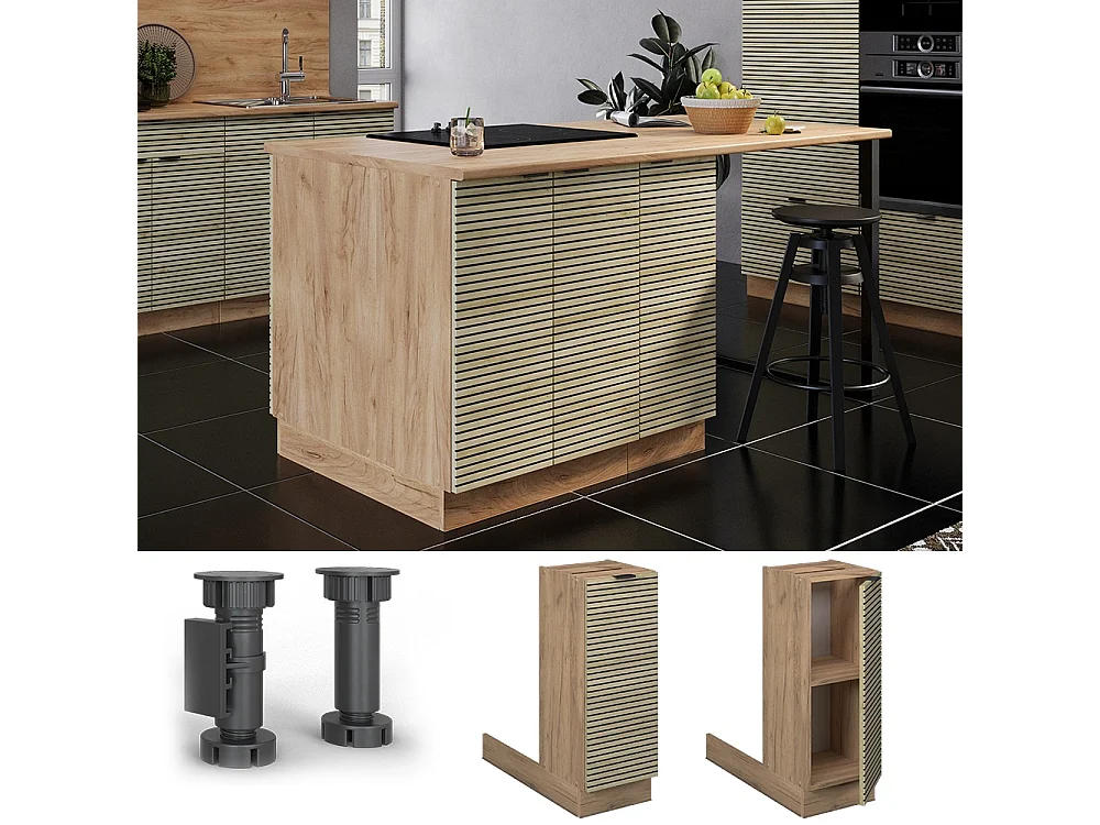îlot de cuisine panneau en chêne 30x70x82 fame-line
