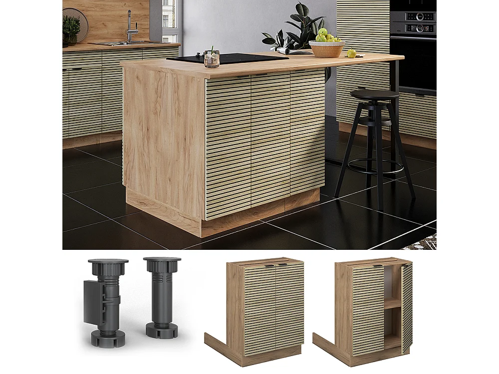 îlot de cuisine panneau en chêne 60x30x82 fame-line