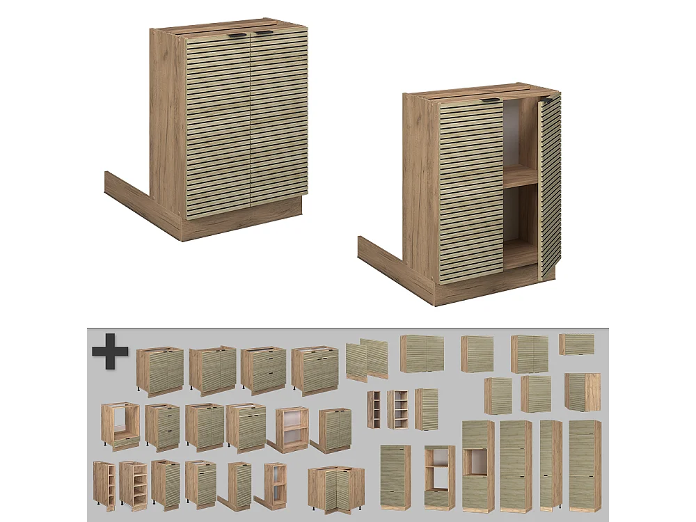 îlot de cuisine panneau en chêne 60x30x82 fame-line