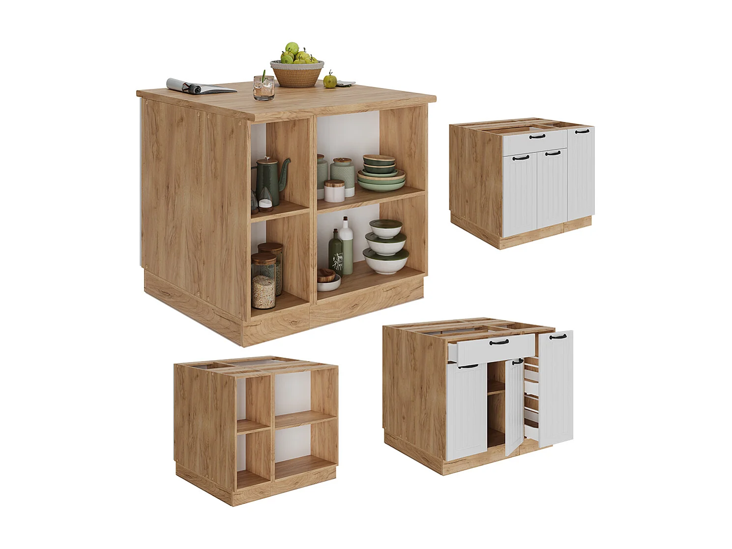 Kücheninsel weiß landhaus 90x60x82 fame-line