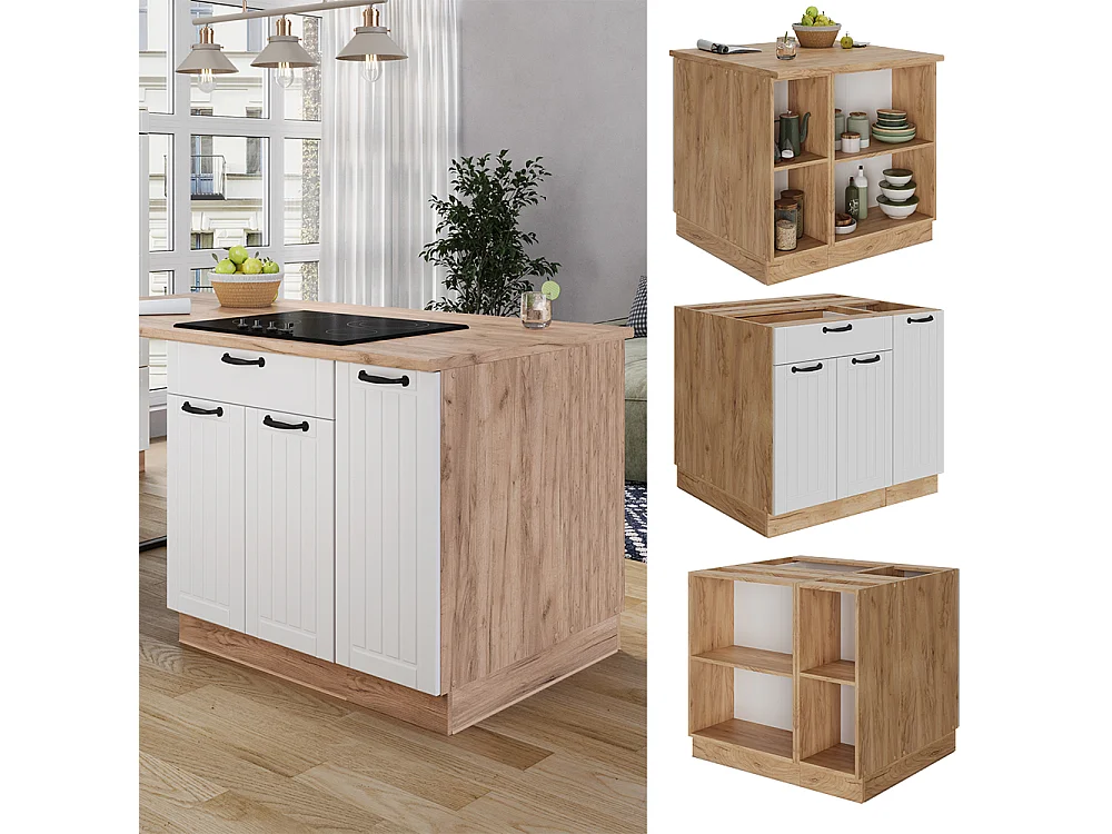 Îlot de cuisine blanc campagne 90x60x82 fame-line