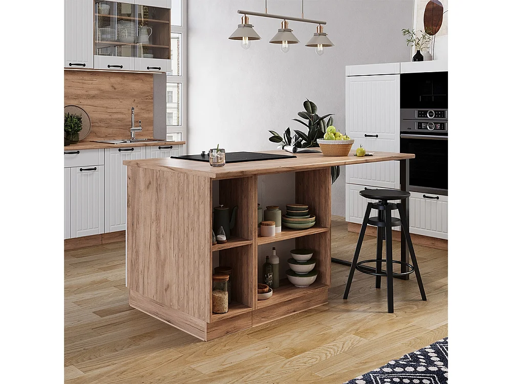 Îlot de cuisine blanc campagne 90x60x82 fame-line