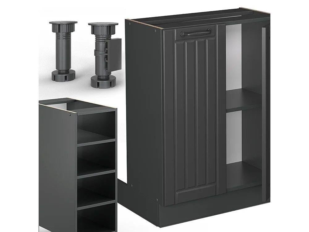 Îlot de cuisine gris foncé 90x60x82 fame-line