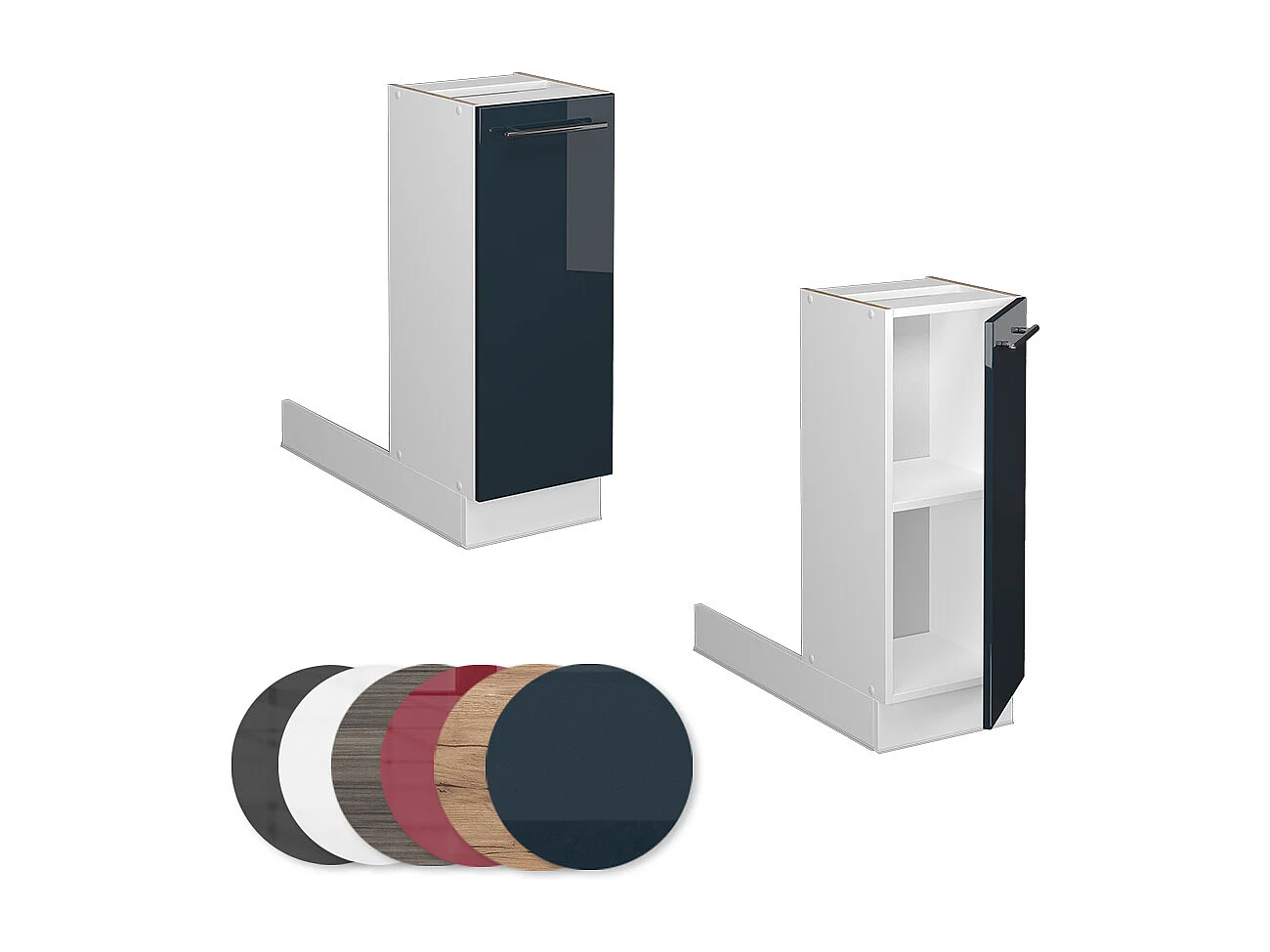 Îlot de cuisine bleu foncé brillant 30x70x82 fame-line