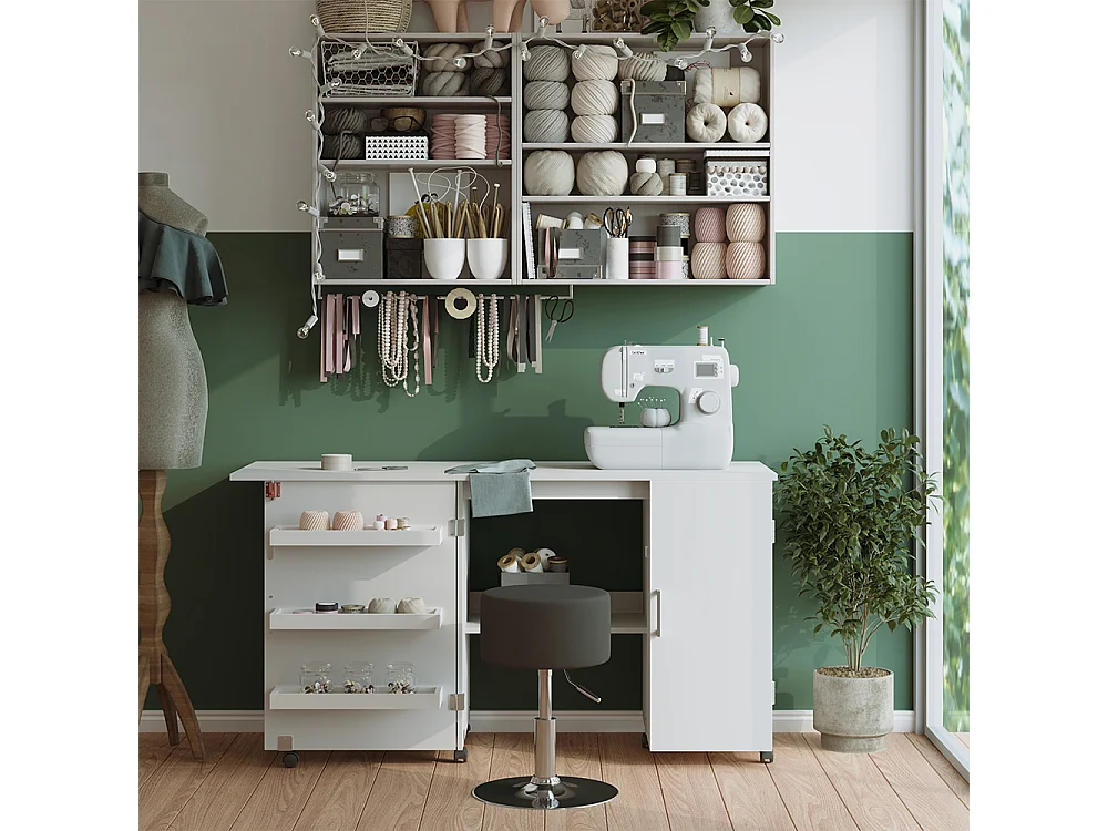 table de couture blanc 148x50x75 carmen