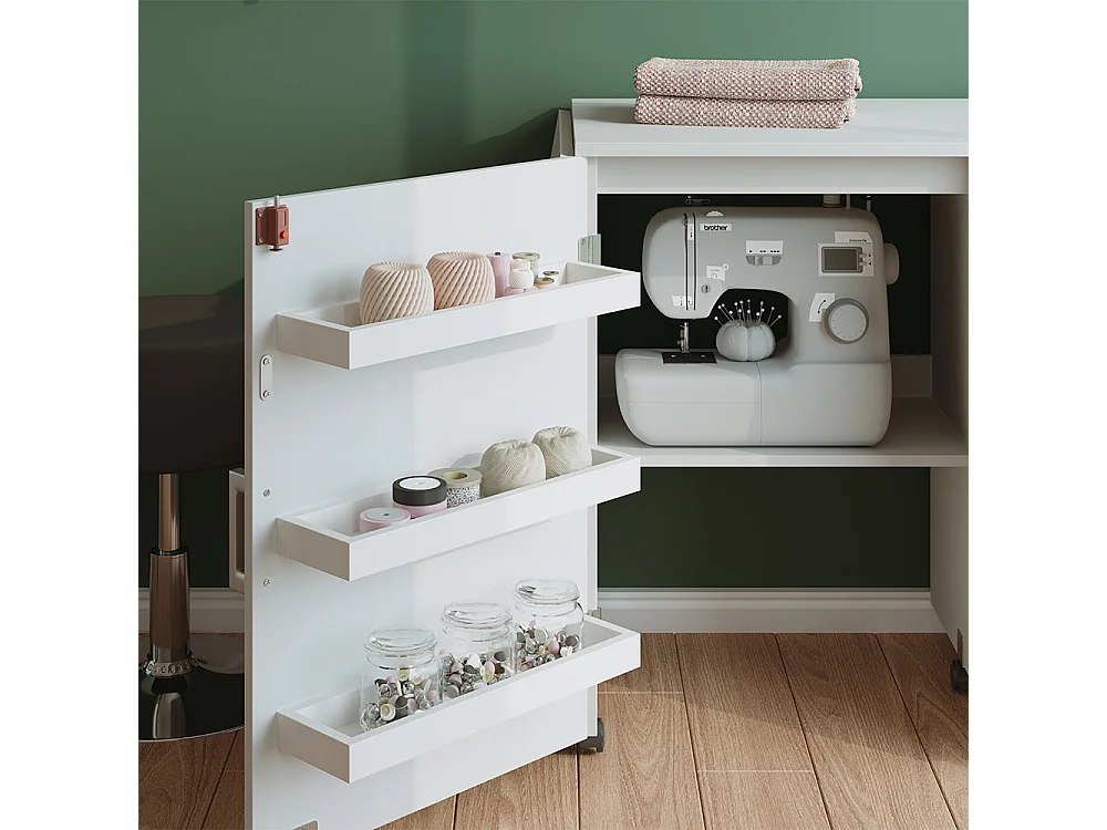 table de couture blanc 148x50x75 carmen