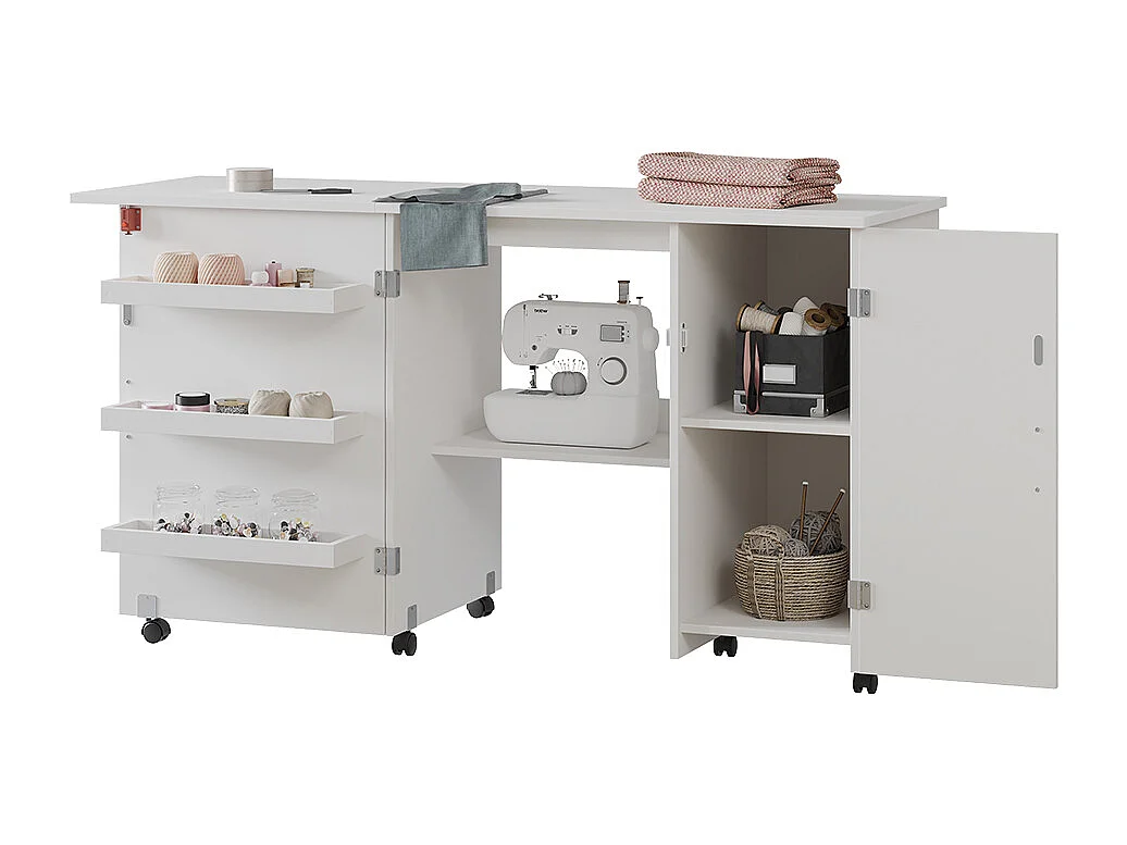 table de couture blanc 148x50x75 carmen