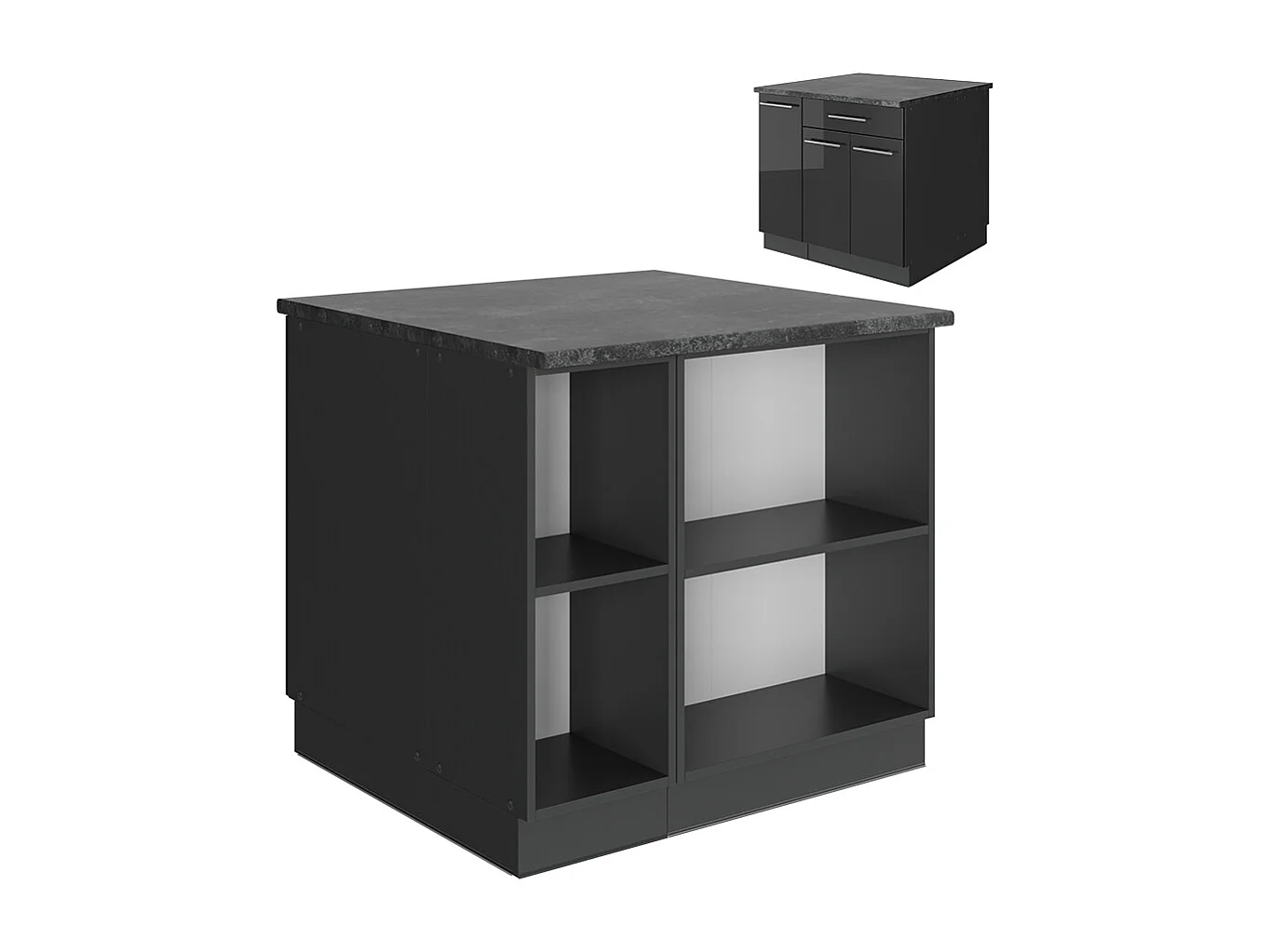 Îlot de cuisine anthracite haute brillance 90x60x82 fame-line