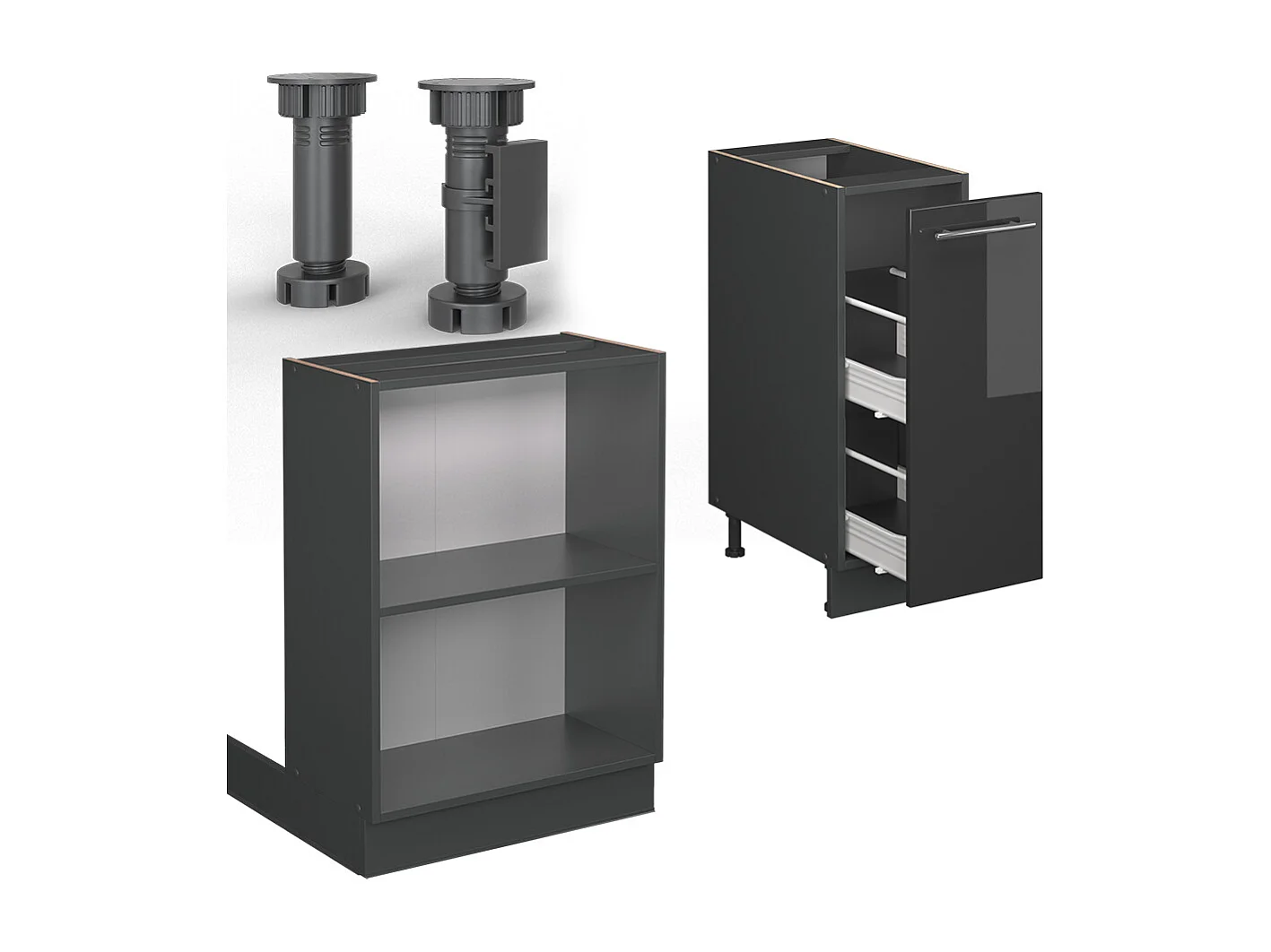 Îlot de cuisine anthracite haute brillance 90x60x82 fame-line