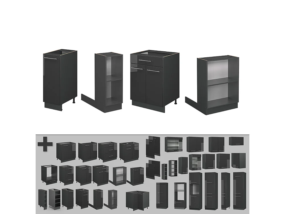 Îlot de cuisine anthracite haute brillance 90x60x82 fame-line