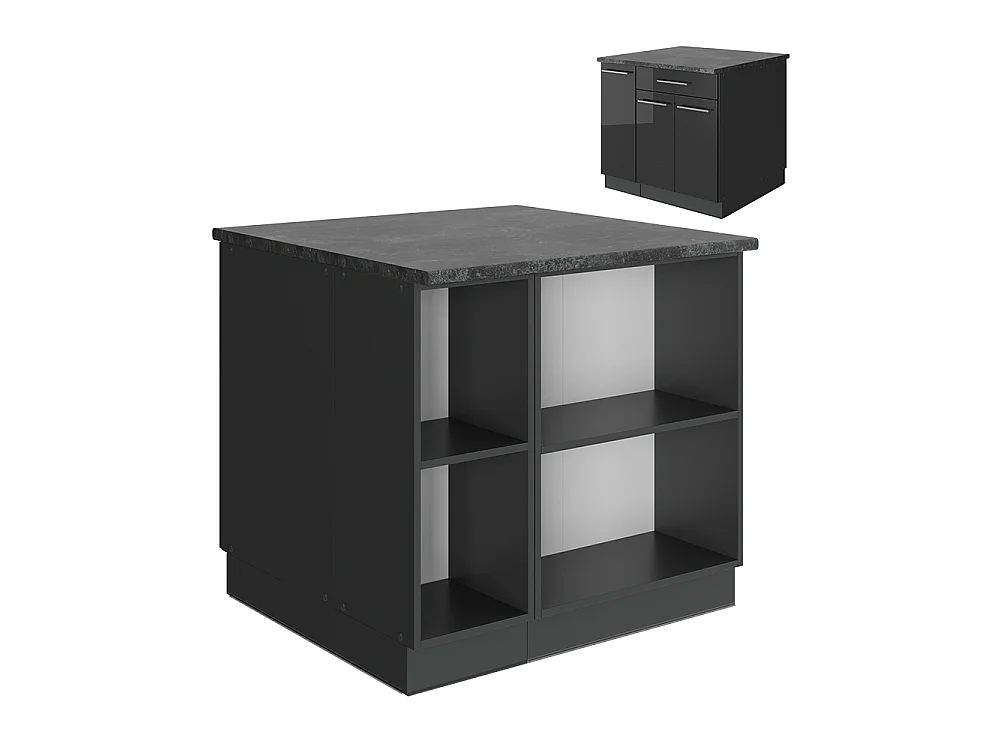 Wyspa kuchenna antracyt wysoki połysk 90x60x82 fame-line