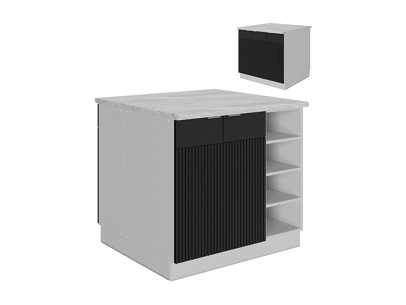 Isola cucina nero a righe 90x60x82 fame-line