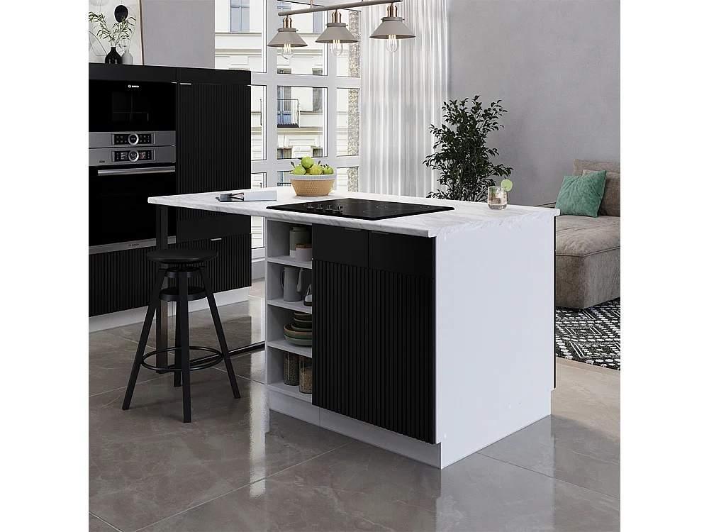 Isola cucina nero a righe 90x60x82 fame-line