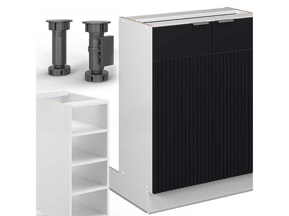 Isola cucina nero a righe 90x60x82 fame-line