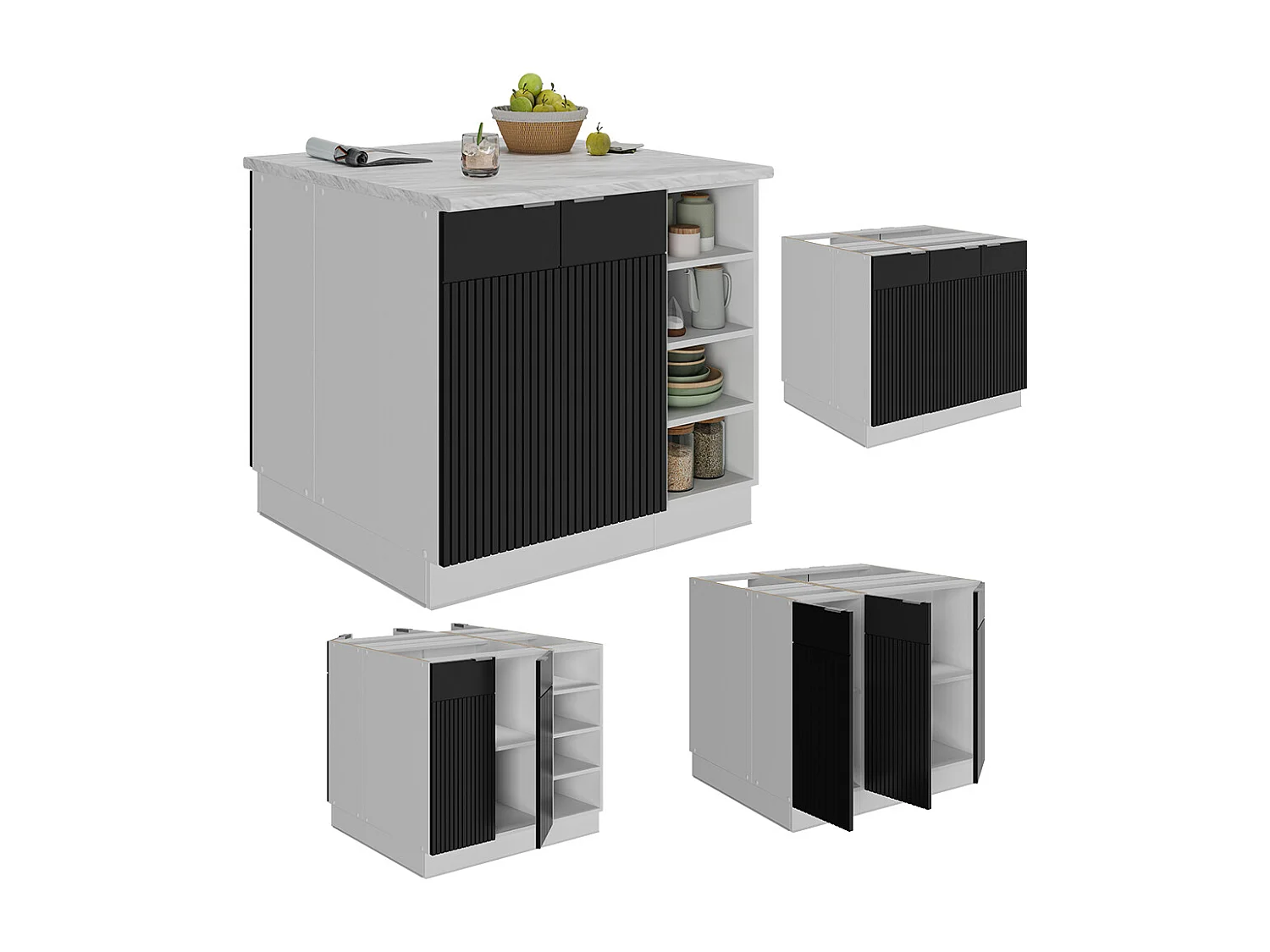 Isola cucina nero a righe 90x60x82 fame-line