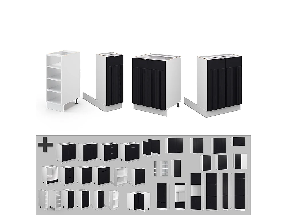 Îlot de cuisine noir rayé 90x60x82 fame-line