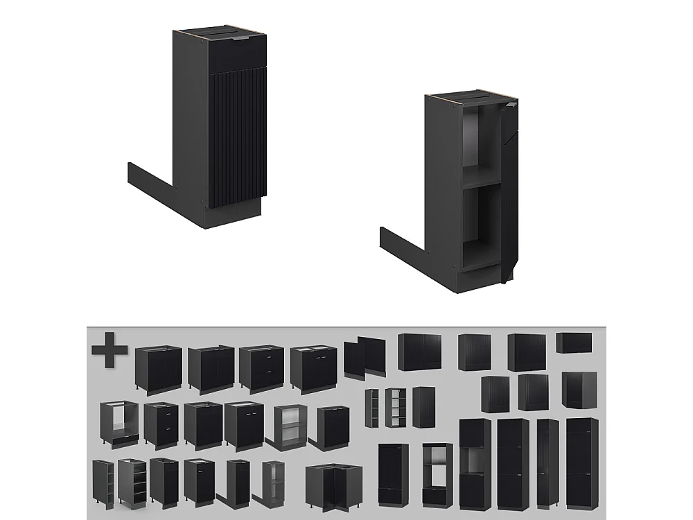 Kücheninsel schwarz gestreift 30x70x82 fame-line