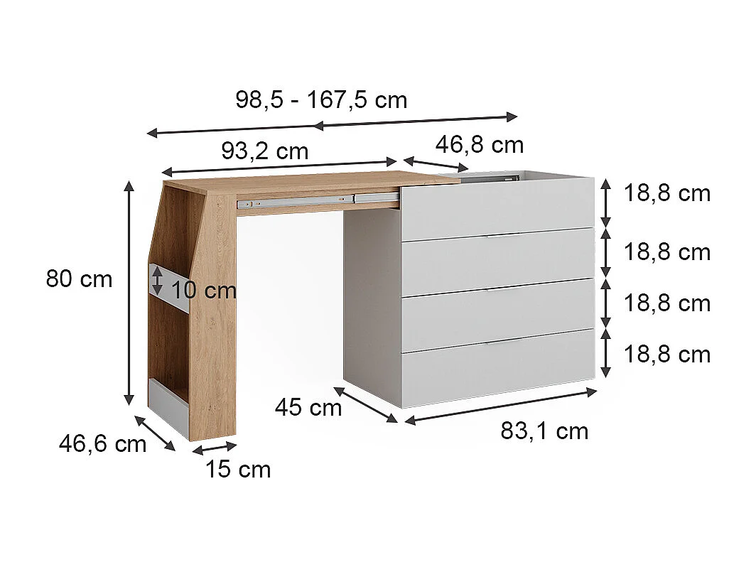 Basteltisch weiß 95.5x47x80 iva