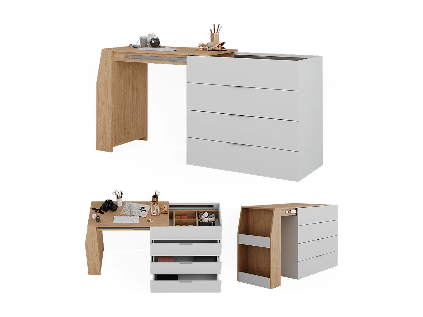 Basteltisch weiß 95.5x47x80 iva