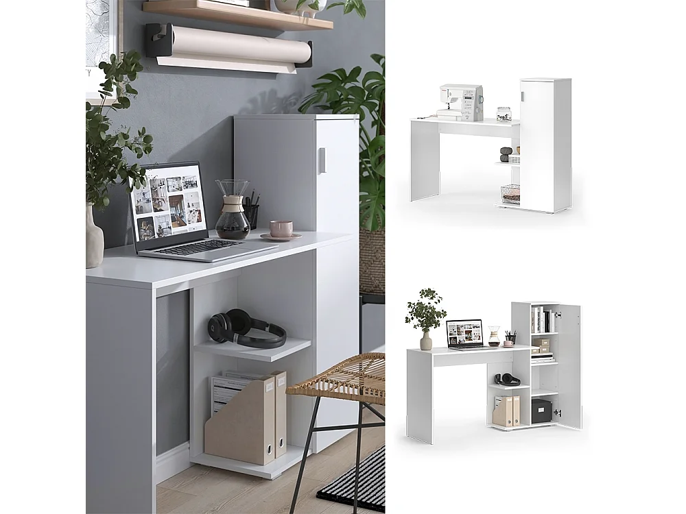 table dordinateur  blanc 141.2x45.2x113.2 ritz