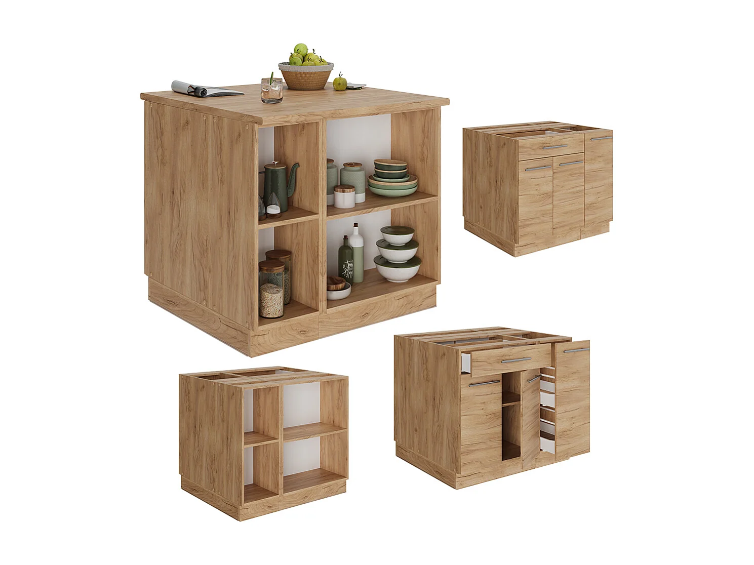 Kücheninsel goldkraft eiche 90x60x82 fame-line