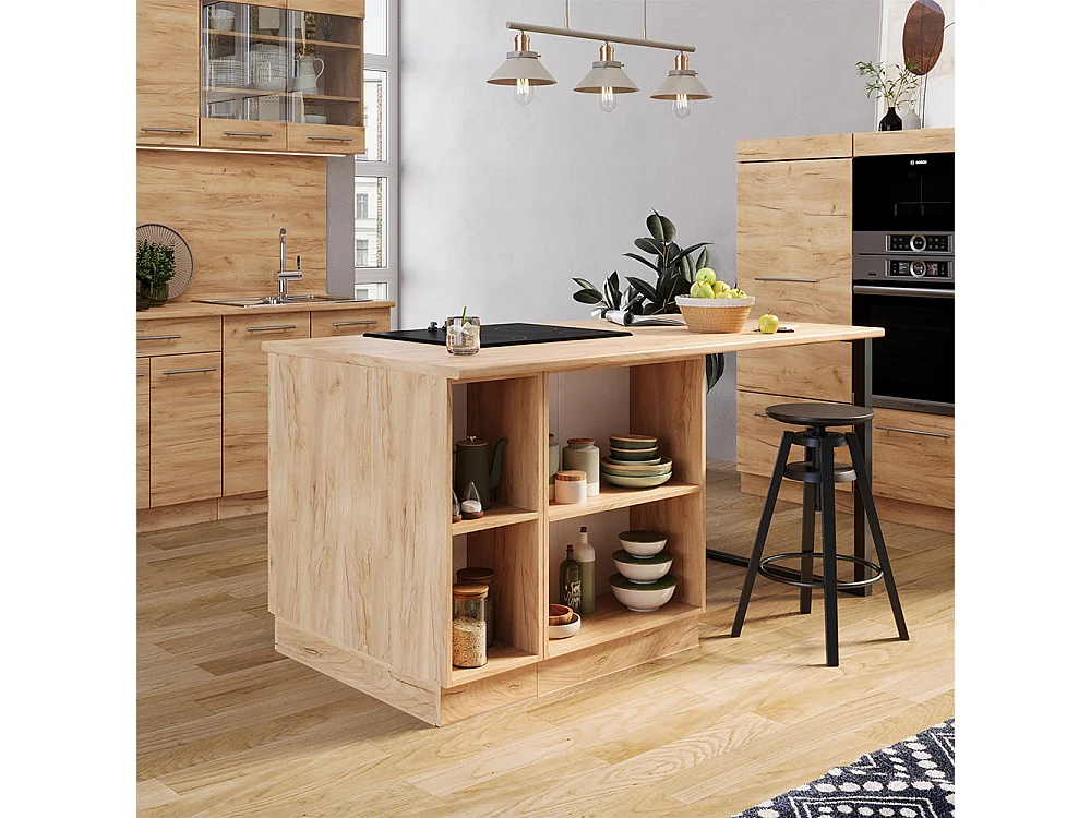 Îlot de cuisine chêne de force doré 90x60x82 fame-line