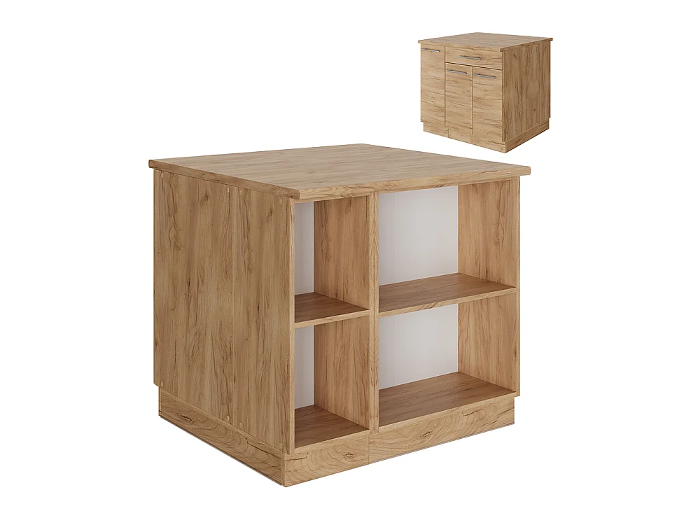 Îlot de cuisine chêne de force doré 90x60x82 fame-line