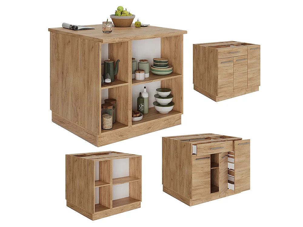 Îlot de cuisine chêne de force doré 90x60x82 fame-line