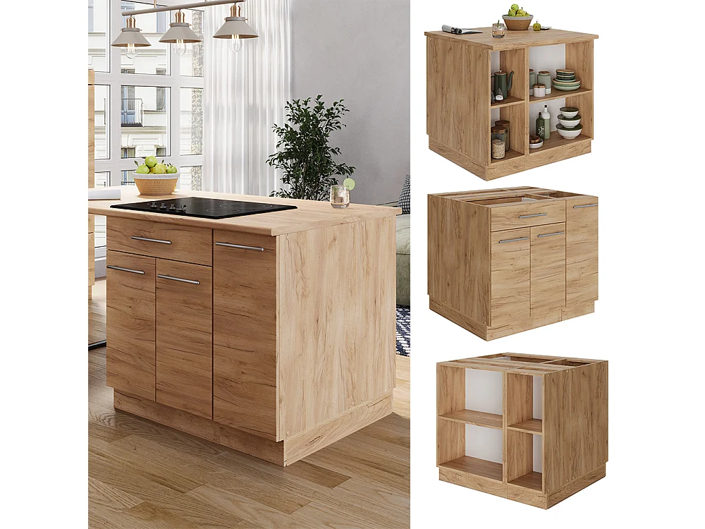 Îlot de cuisine chêne de force doré 90x60x82 fame-line