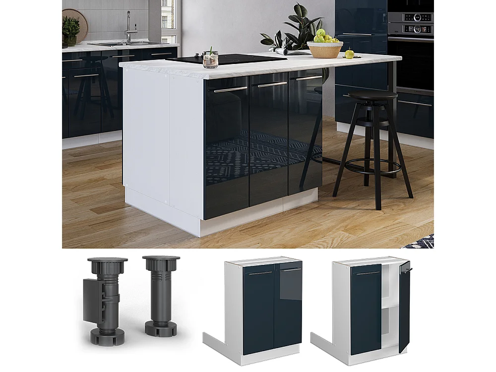 Isola cucina blu scuro lucido 60x30x82 fame-line