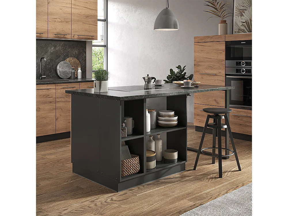 Isola cucina quercia dorata/antracite 90x60x82 fame-line