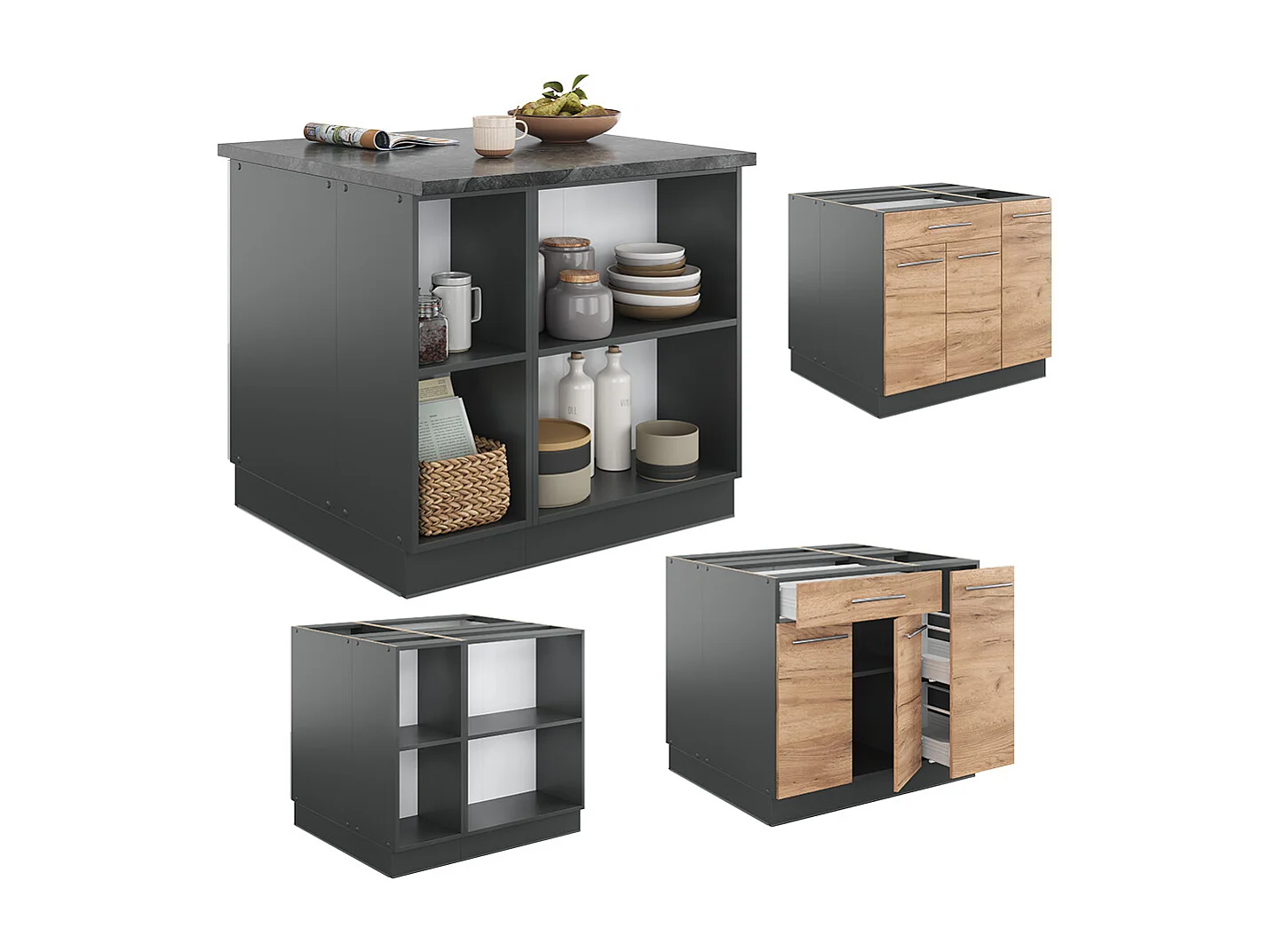 Isola cucina quercia dorata/antracite 90x60x82 fame-line