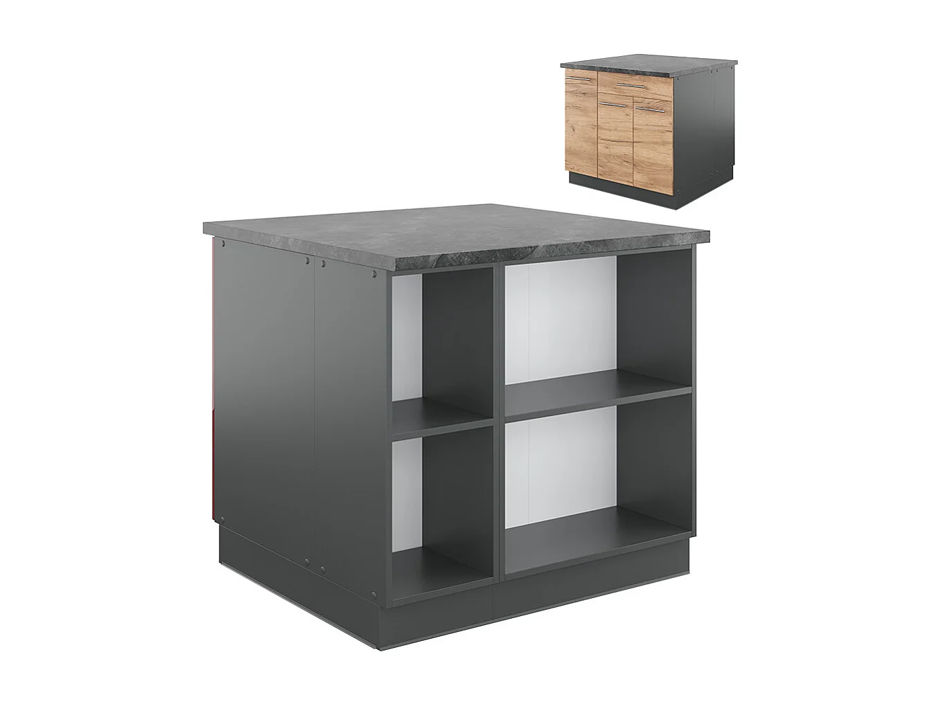 Îlot de cuisine chêne doré/anthracite 90x60x82 fame-line