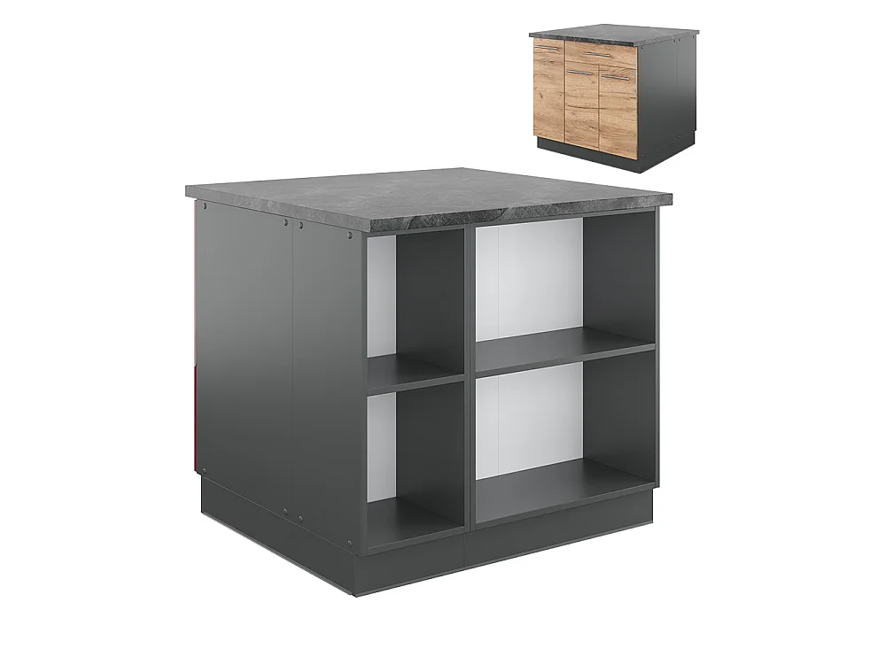 Îlot de cuisine chêne doré/anthracite 90x60x82 fame-line