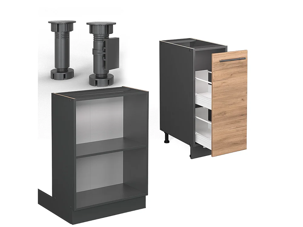 Îlot de cuisine chêne doré/anthracite 90x60x82 fame-line