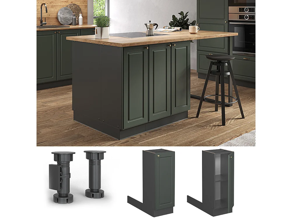 Îlot de cuisine vert or campagne 30x70x82 fame-line