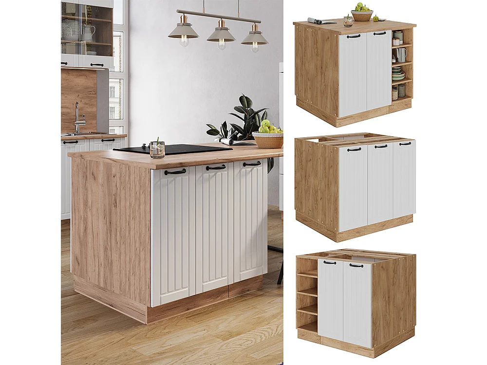 Îlot de cuisine blanc campagne 90x60x82 fame-line