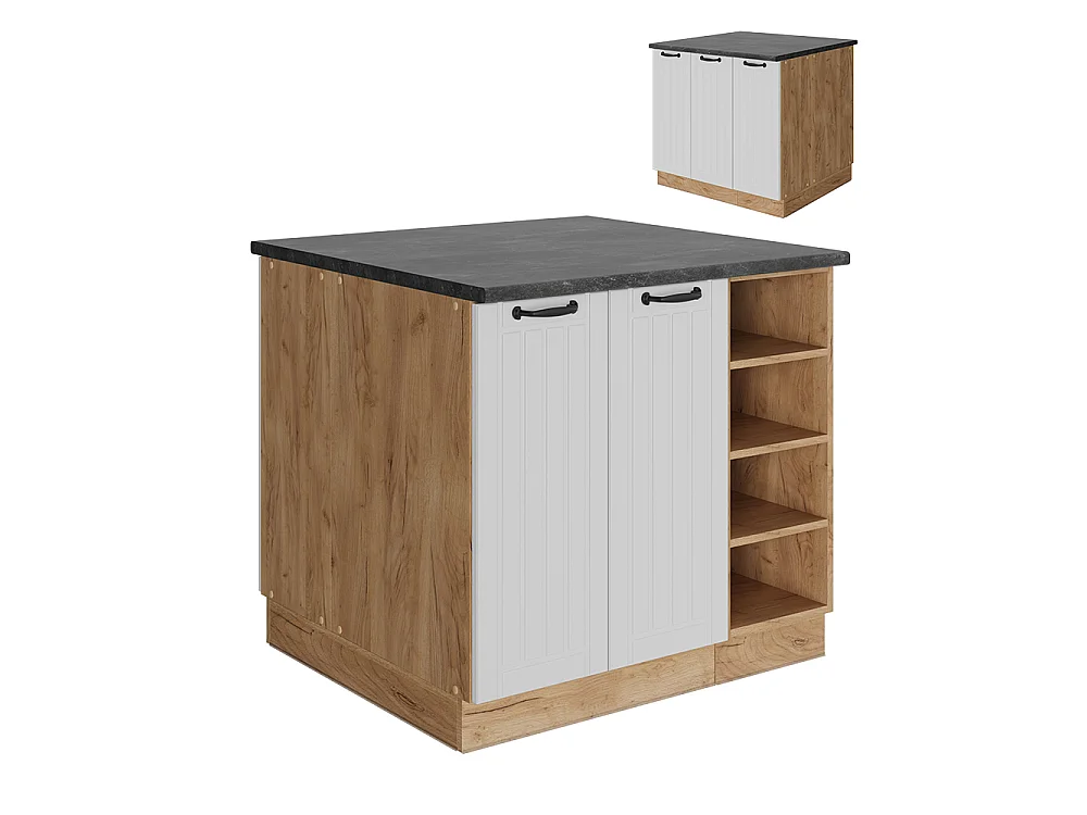 Îlot de cuisine blanc campagne 90x60x82 fame-line