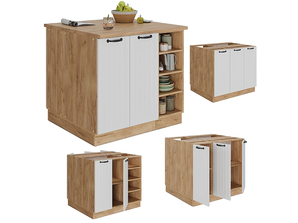 Îlot de cuisine blanc campagne 90x60x82 fame-line