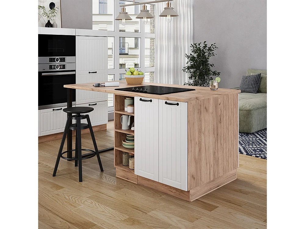 Îlot de cuisine blanc campagne 90x60x82 fame-line