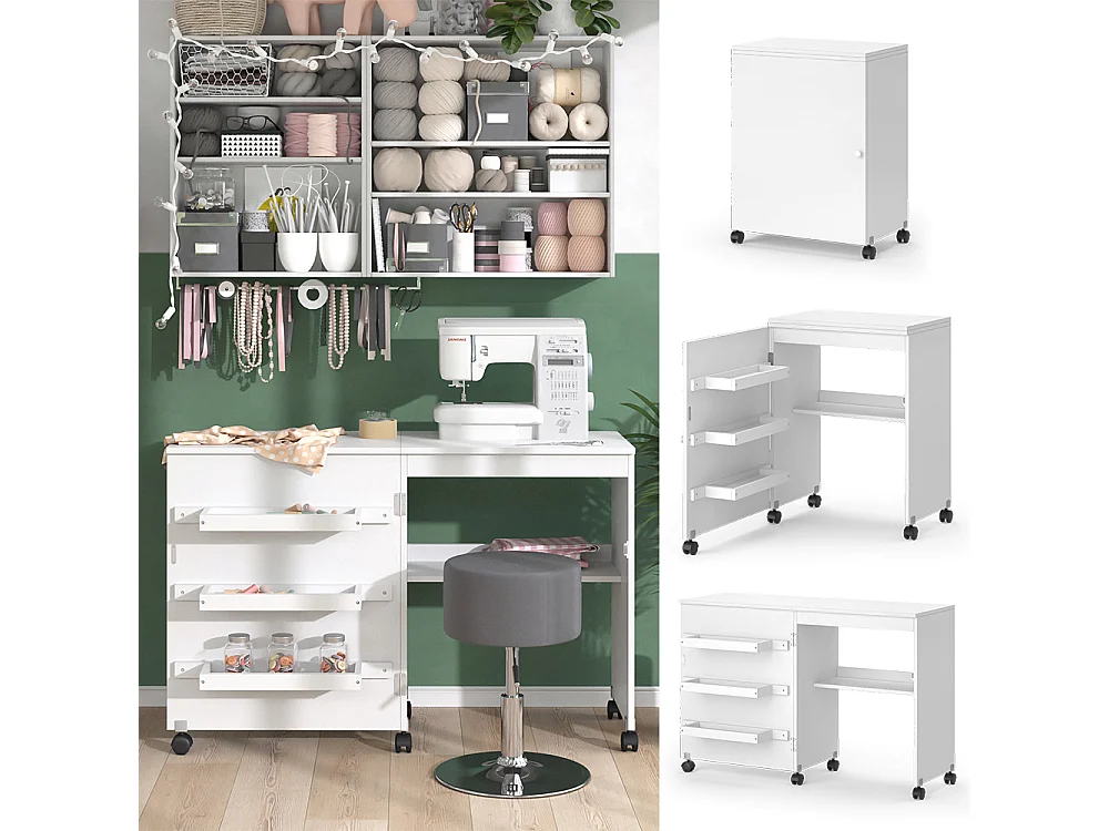 La table de couture blanc 118x40x77.5 carmen