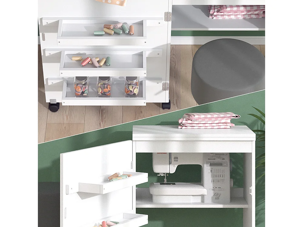 La table de couture blanc 118x40x77.5 carmen